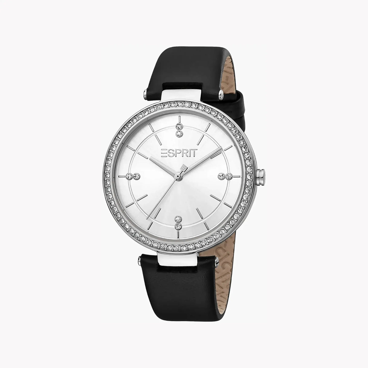 Esprit Women's Black Leather Watch, Silver Dial | Es1l186m0075 by ESPRIT