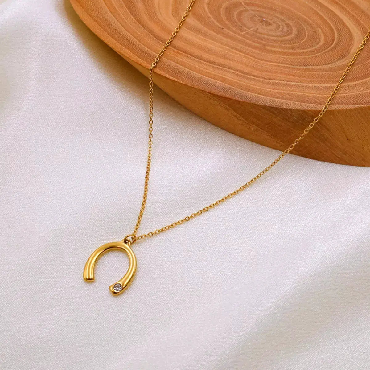 18K Gold-Plated Horseshoe Pendant Necklace by Partner Label