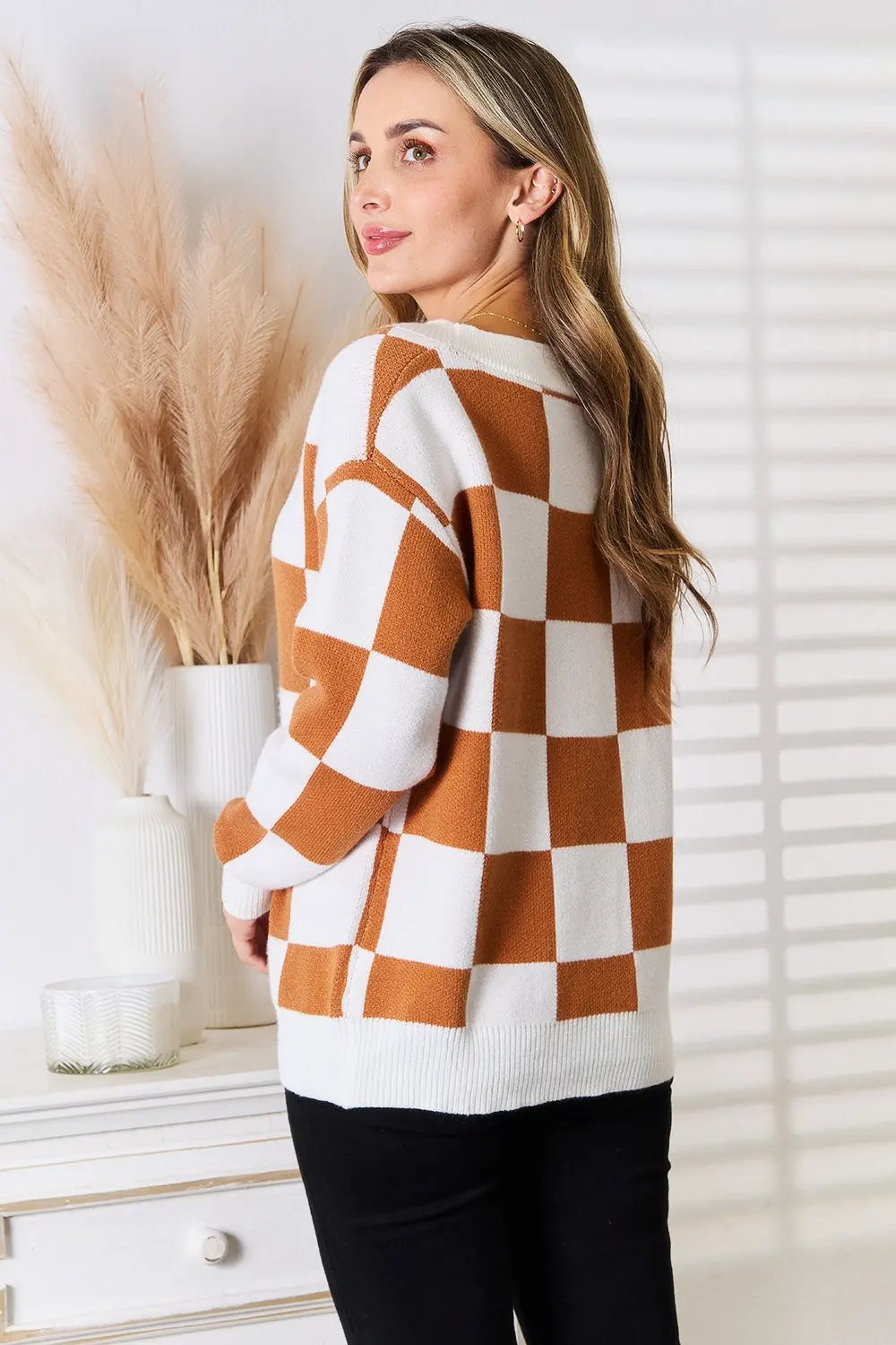 Angel Wings Double Take Button-Up V-Neck Dropped Shoulder Cardigan by Angel Wings