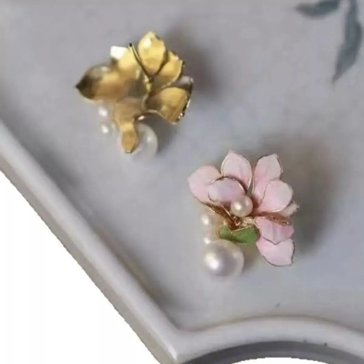 Flower Pearl Stud Earrings by Partner Label