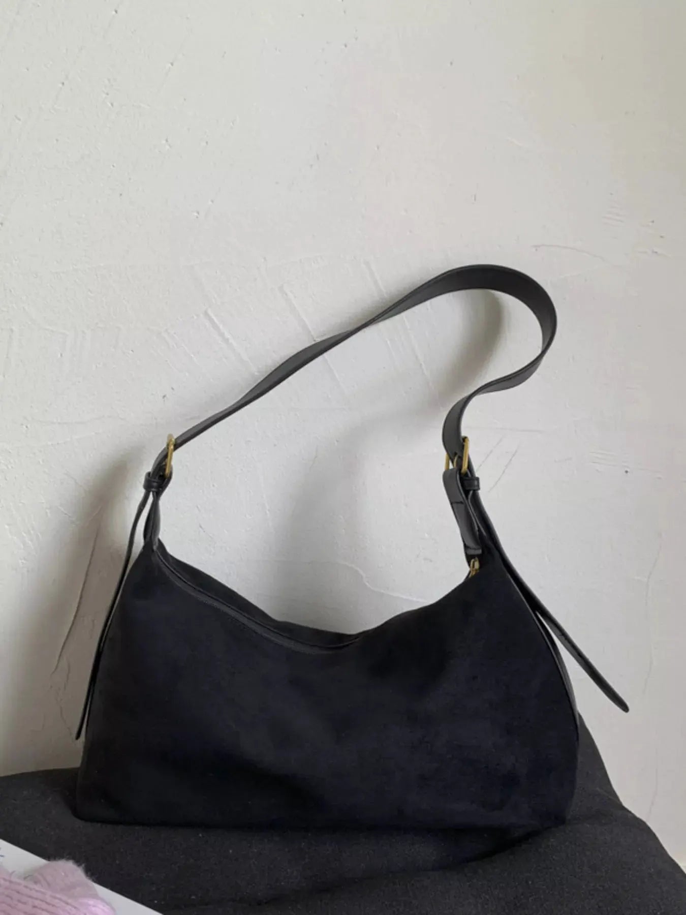 Solid Color Suede Hobo Crossbody Bag by Partner Label