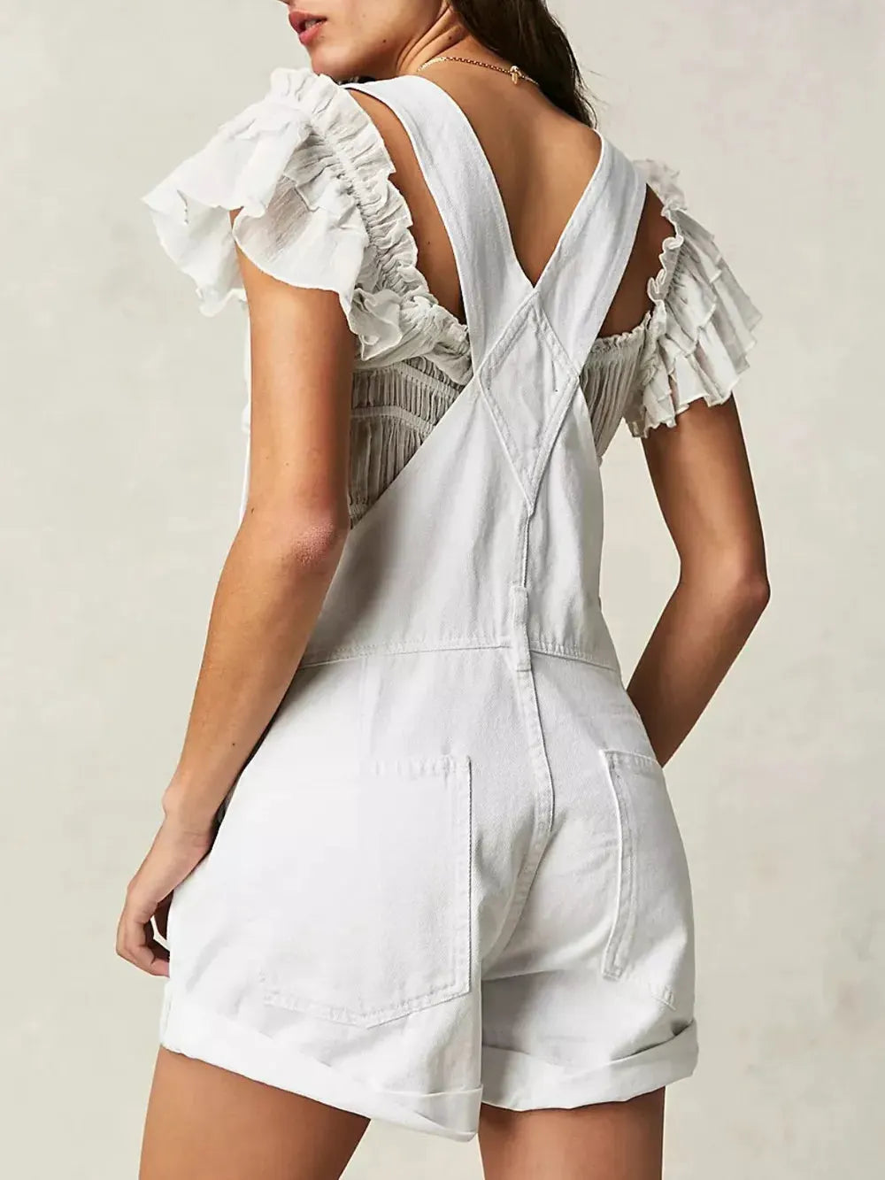 Wide Strap Square Neck Denim Overalls by Partner Labels
