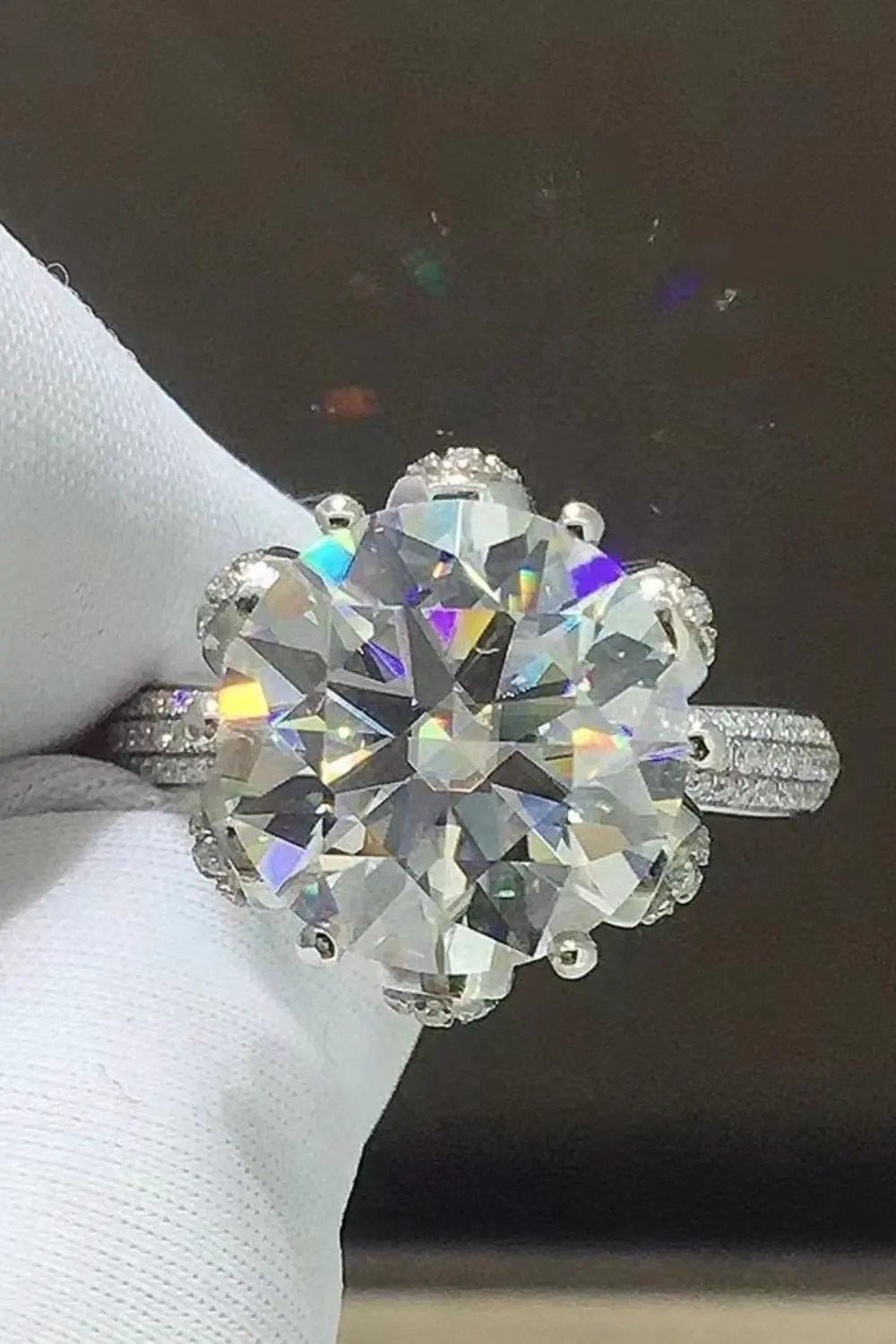 5 Carat Moissanite Side Stone Ring by Partner Label