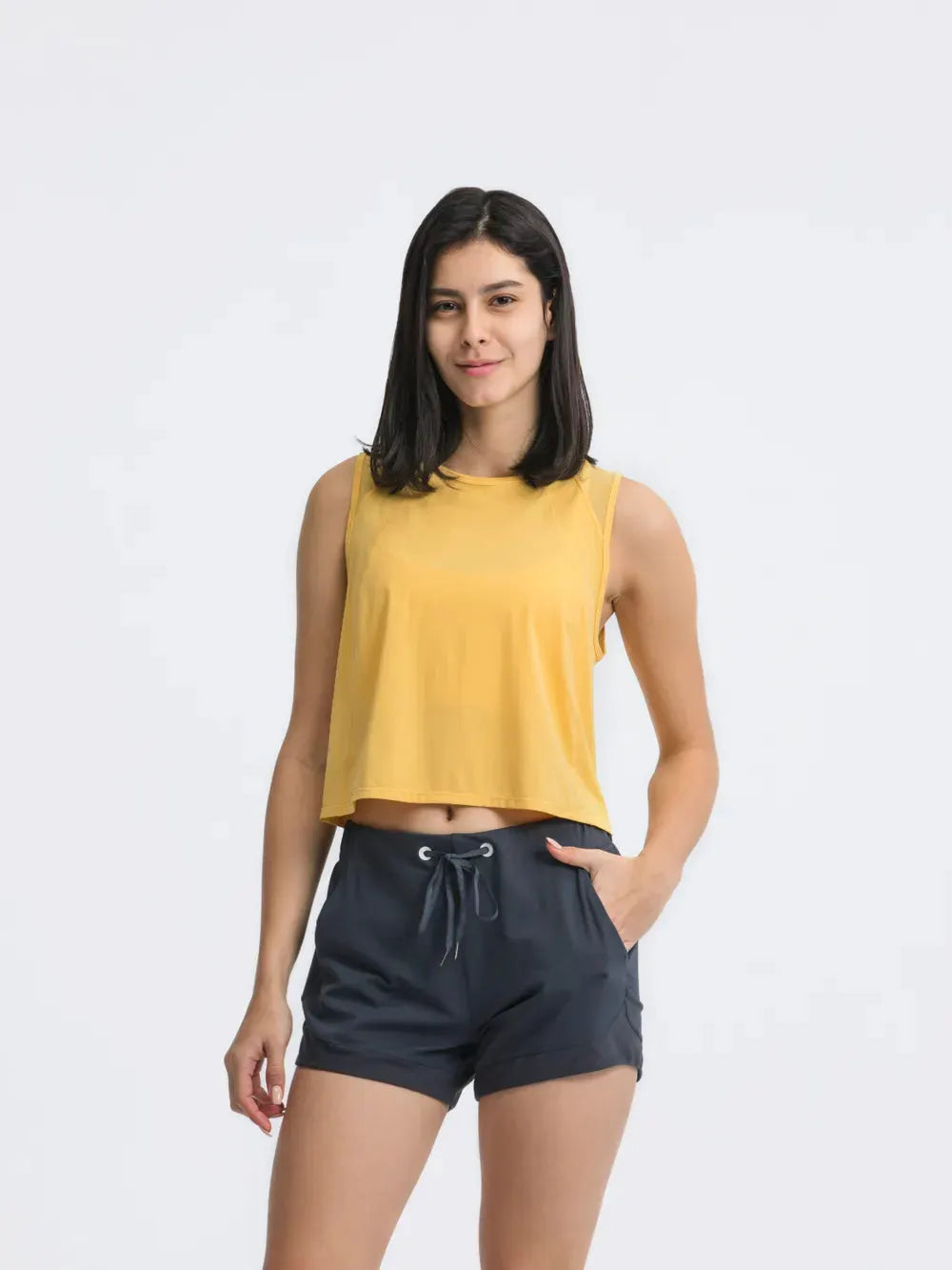 Millennia Round Neck Cropped Active Tank by Millennia