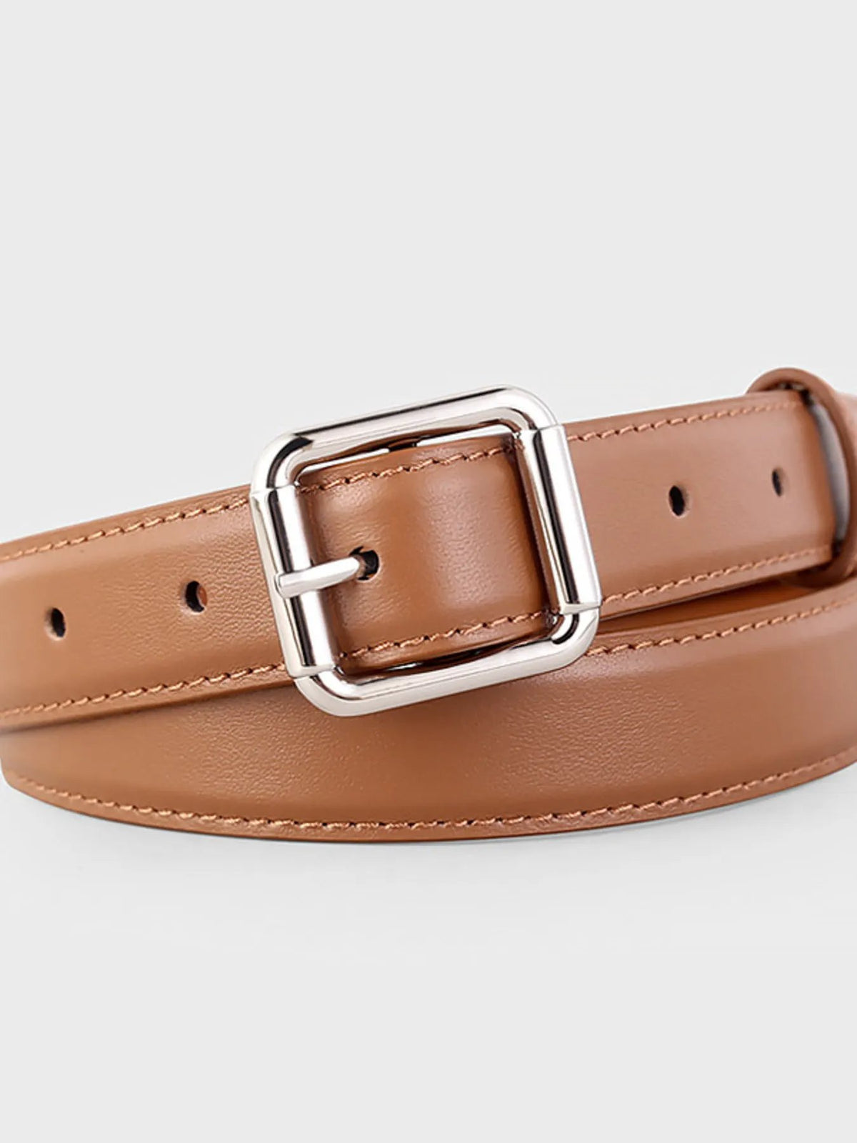 Square Buckle Leather Belt by Trendsi