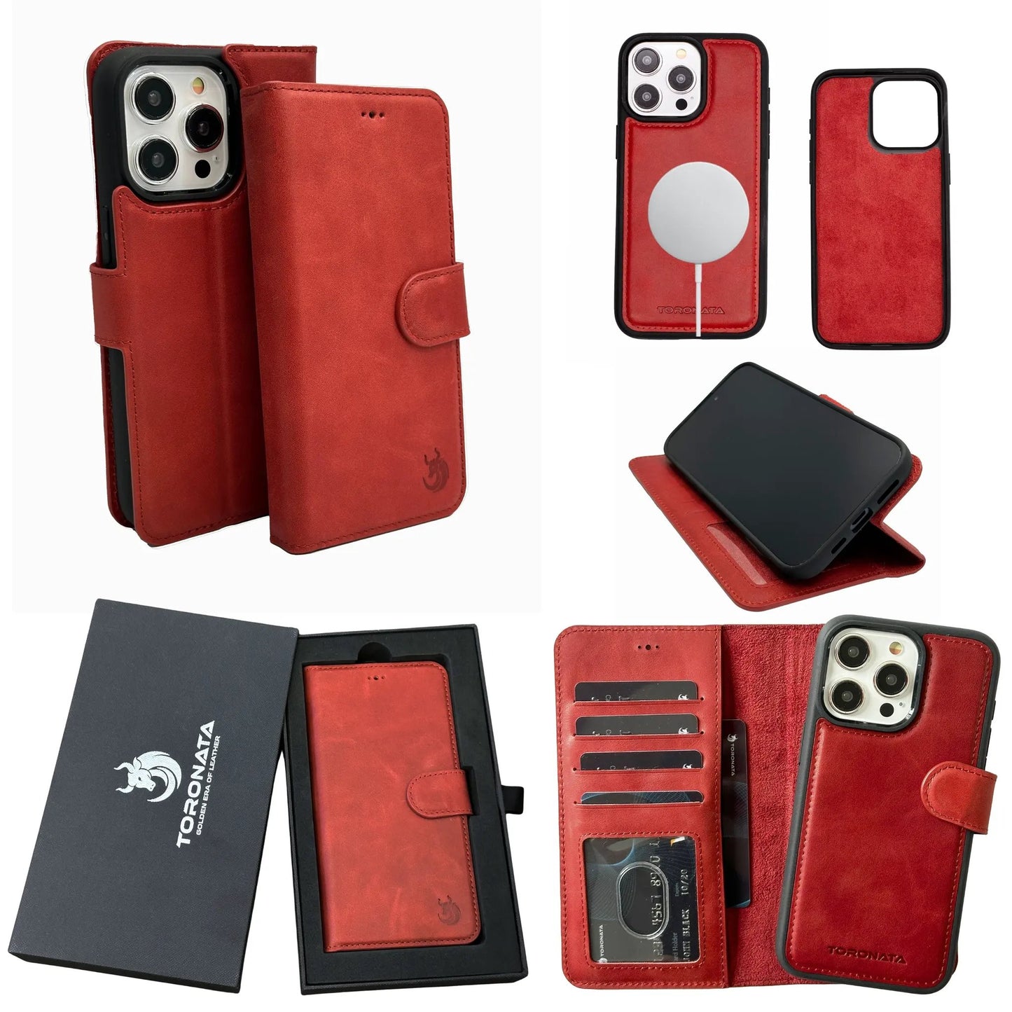 Vegas Premium Leather iPhone 15 Pro Max Wallet Case with MagSafe | Detachable RFID Blocking Luxury Wallet by TORONATA