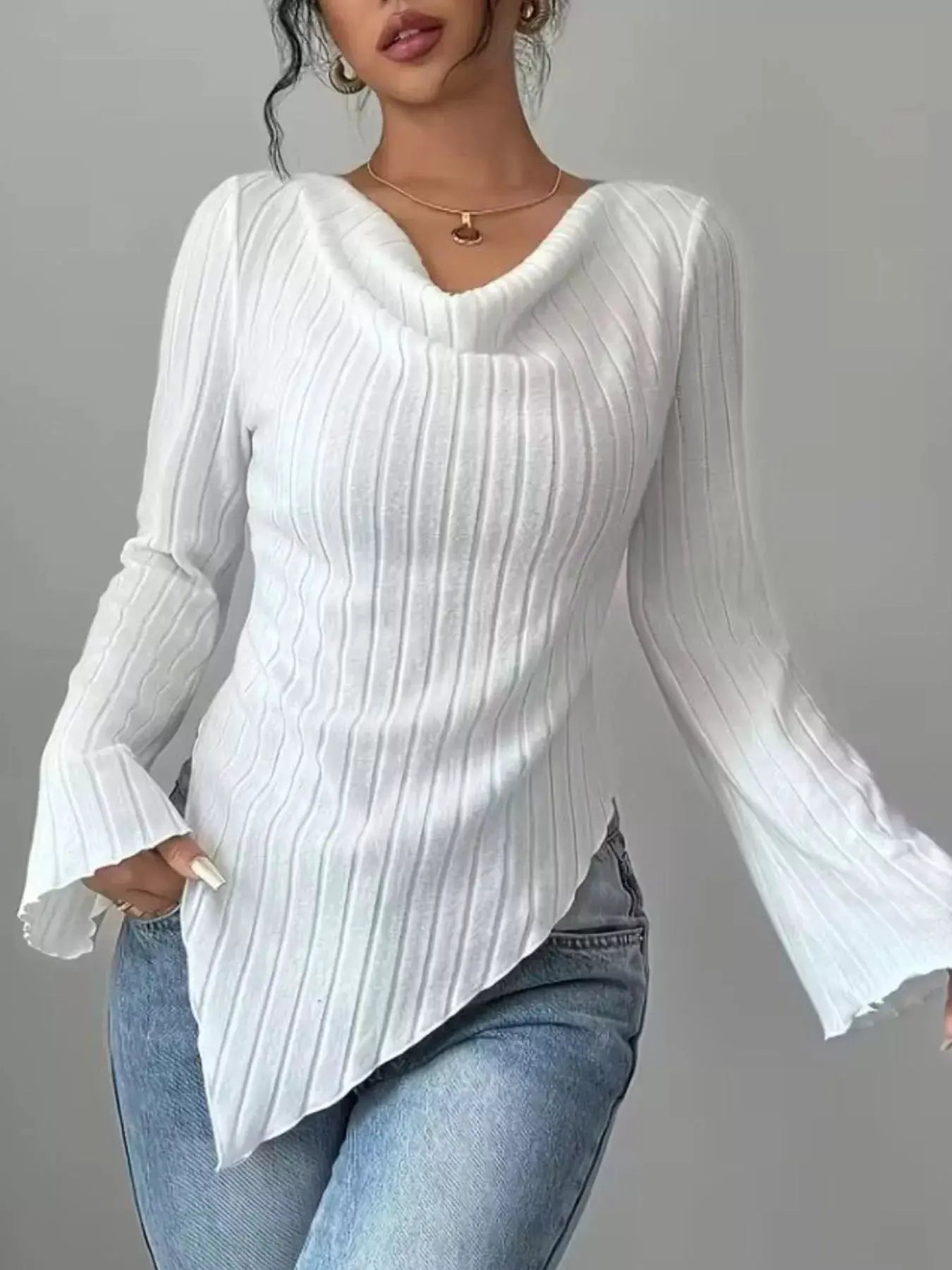 Cowl Neck Ribbed Knit Top | Partner Labels Selection by Partner Label