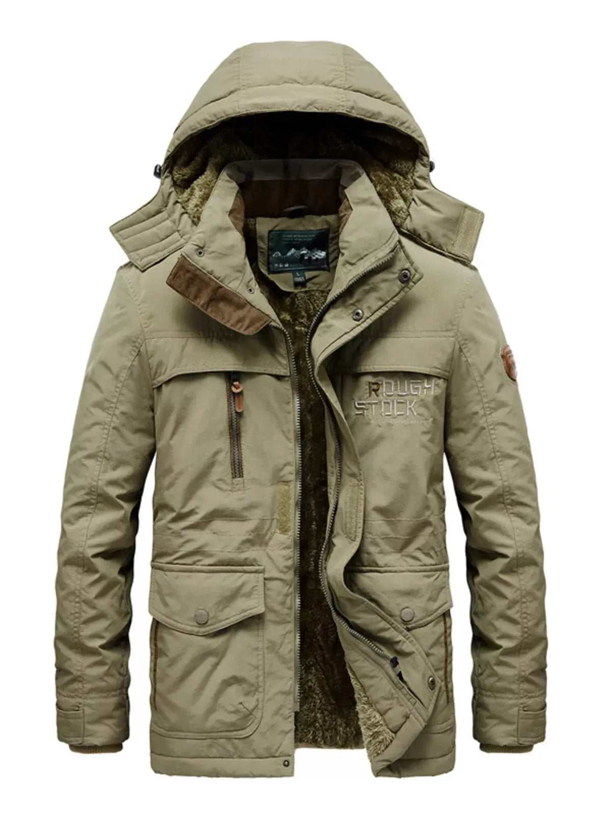 Men's Plus Size Zip Up Hooded Parka Coat by Partner Label