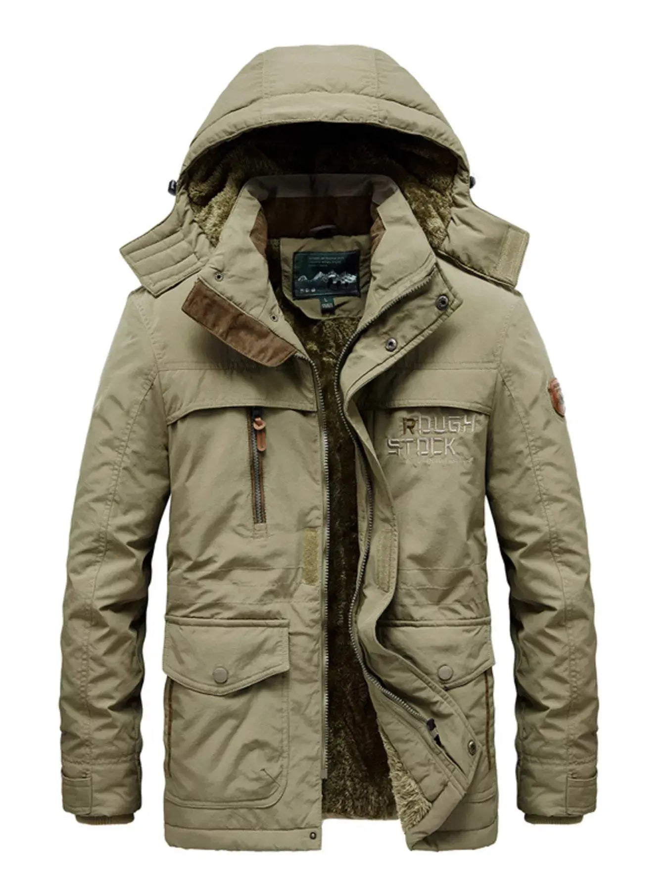 Men's Plus Size Zip Up Hooded Parka Coat by Partner Label