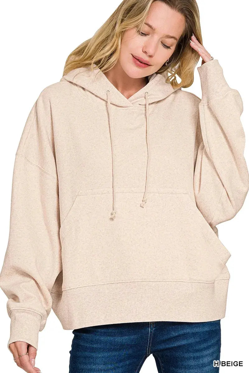 Zenana Oversized Fleece Kangaroo Pocket Hoodie by Zenana