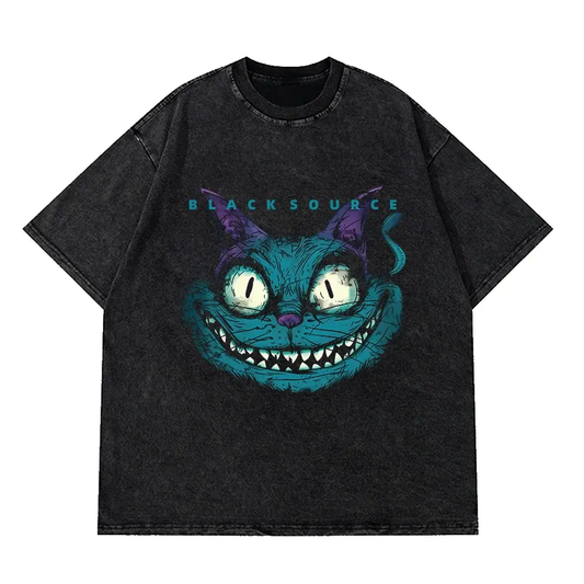 Vintage Crazy Cat Graphic T-Shirt Loose Fit Y2K Tee by Vimost Shop