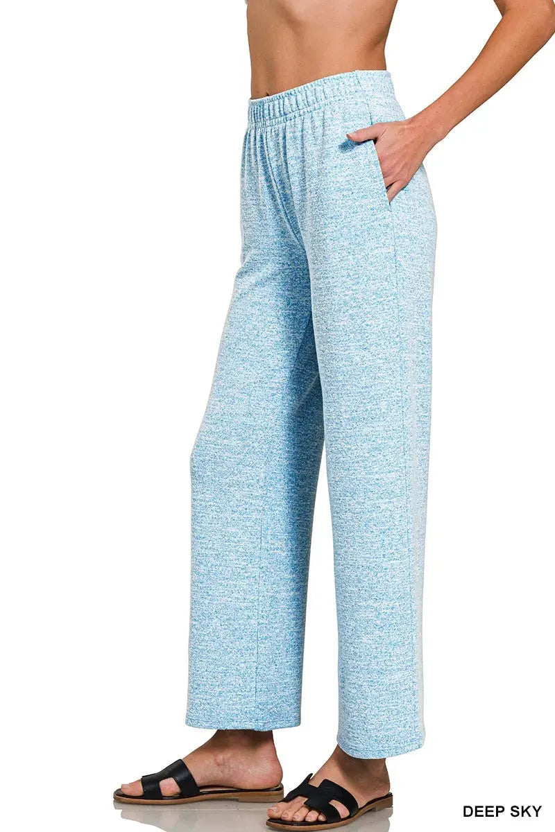 Zenana Soft Melange Hacci Elastic Waistband Lounge Pants by Zenana