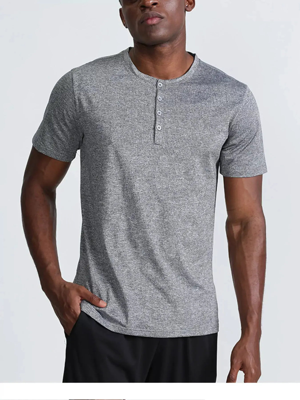 Men's Plus Size Lightweight Henley Active T-Shirt by Partner Label