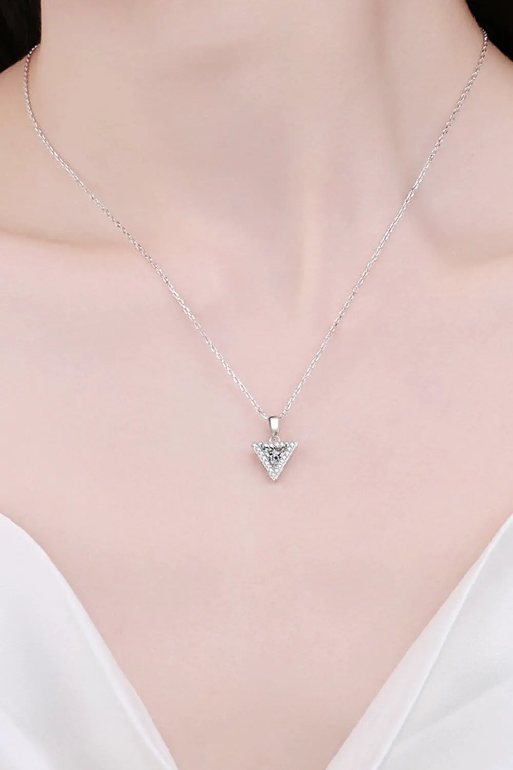 925 sterling silver triangle moissanite pendant necklace by Partner Label