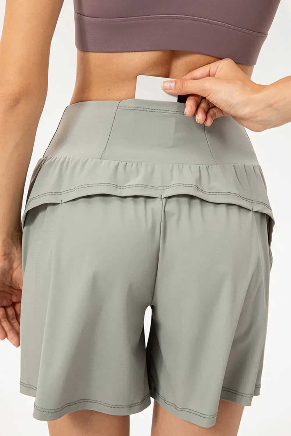 Pocketed Elastic Waist Active Shorts by Partner Label