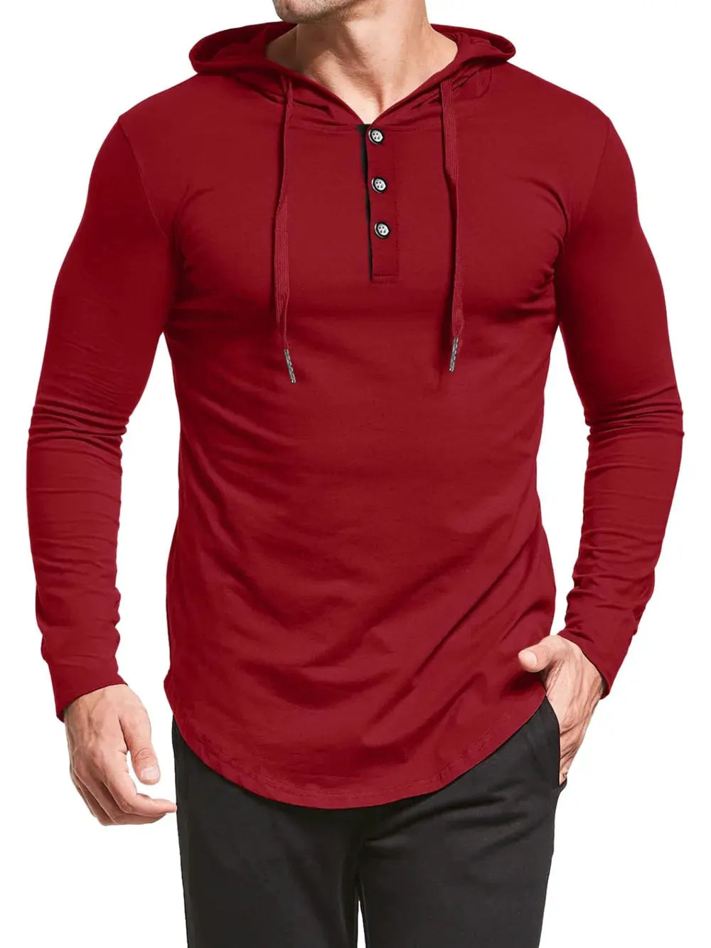 Men's Plus Size Drawstring Long Sleeve Hoodie by Trendsi