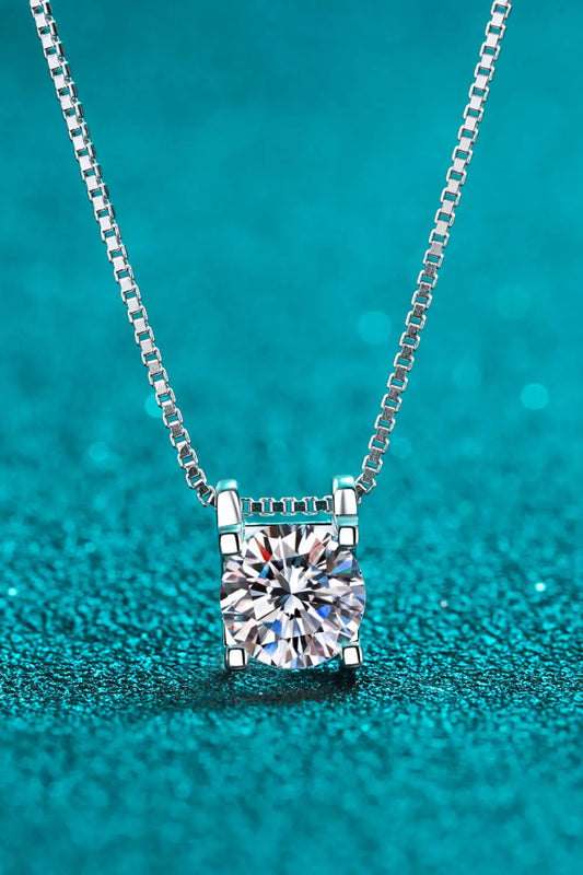 1 Carat Moissanite 925 Sterling Silver Chain Necklace by Partner Label