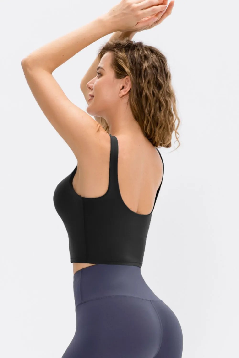 Cropped Scoop Neck Active Tank Top by Partner Label