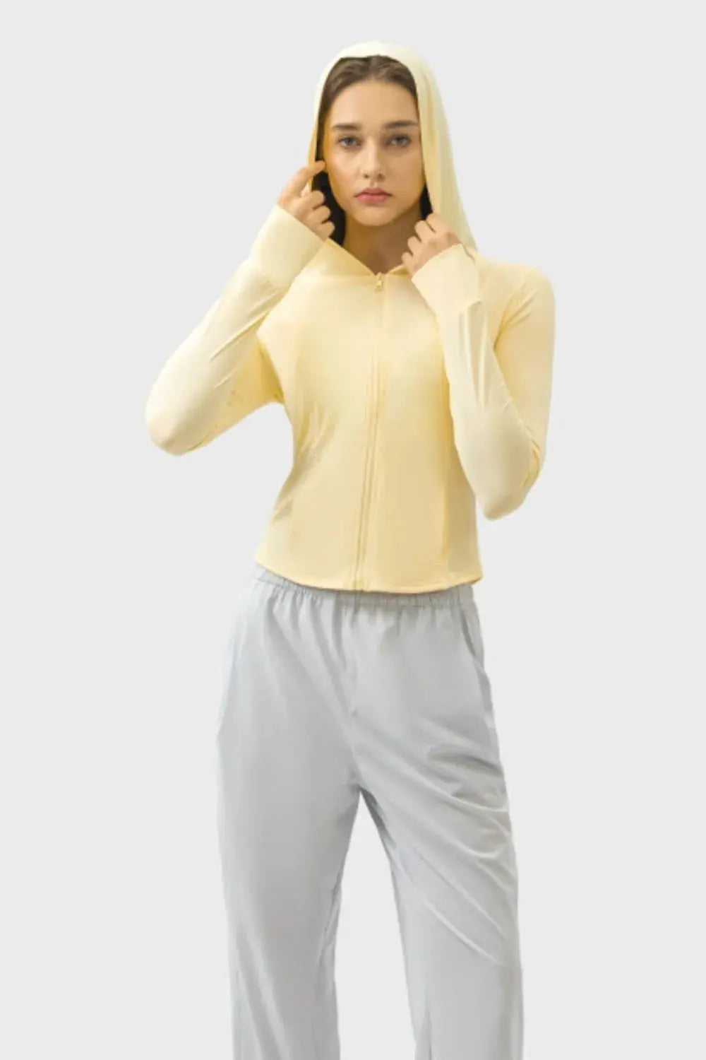 Millennia Pocketed Zip Up Hooded Long Sleeve Active Outerwear by Millennia