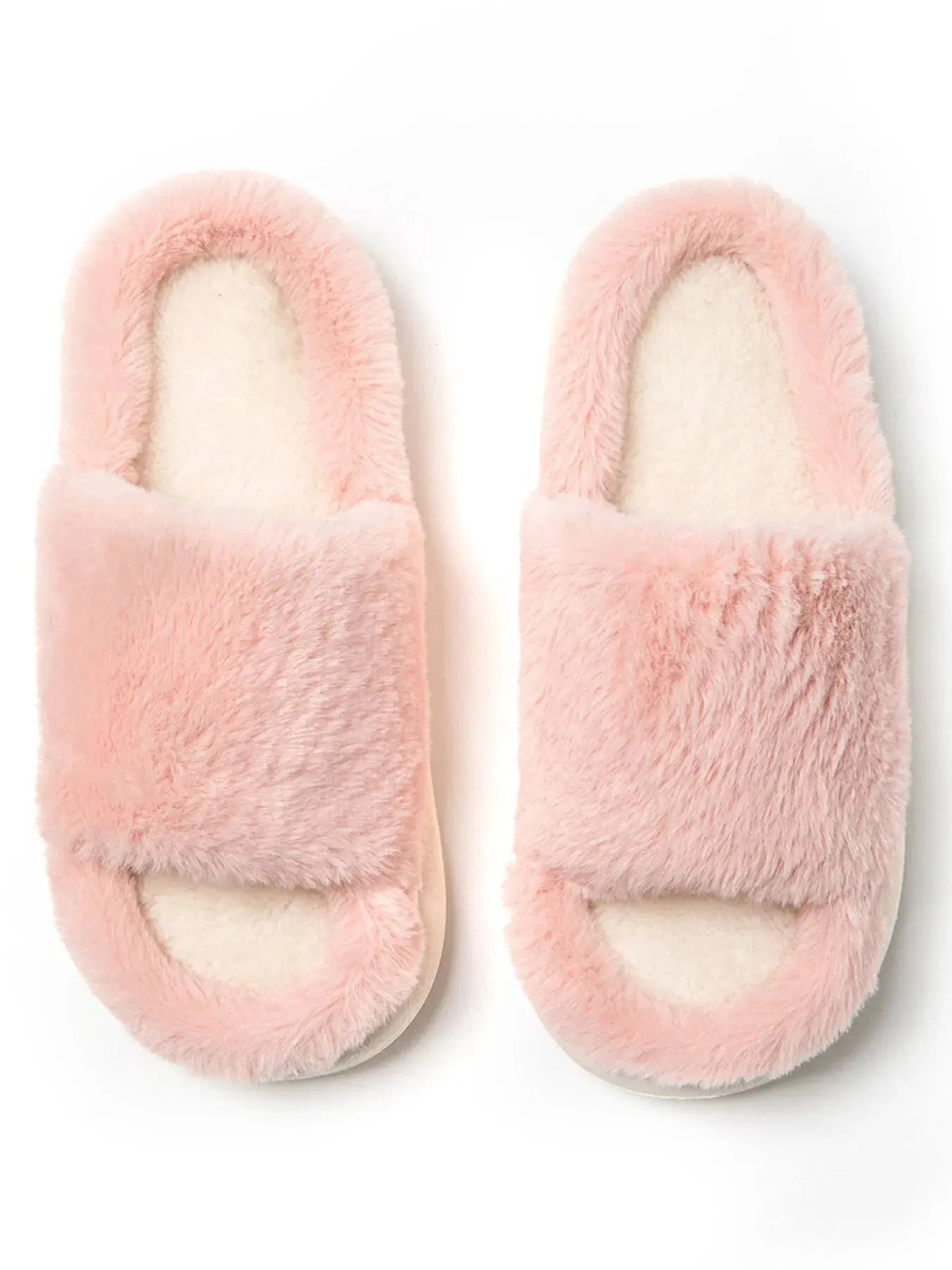 Fluffy Open Toe Comfort Slippers by Partner Label