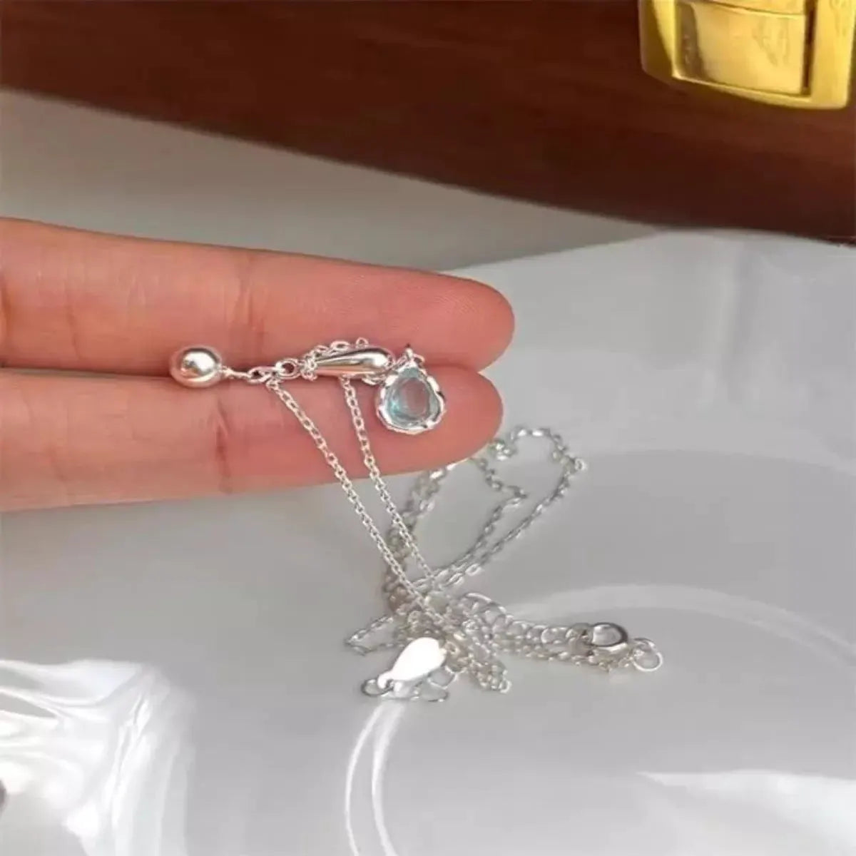 925 Sterling Silver Y-Shaped Drop Necklace by Partner Labels
