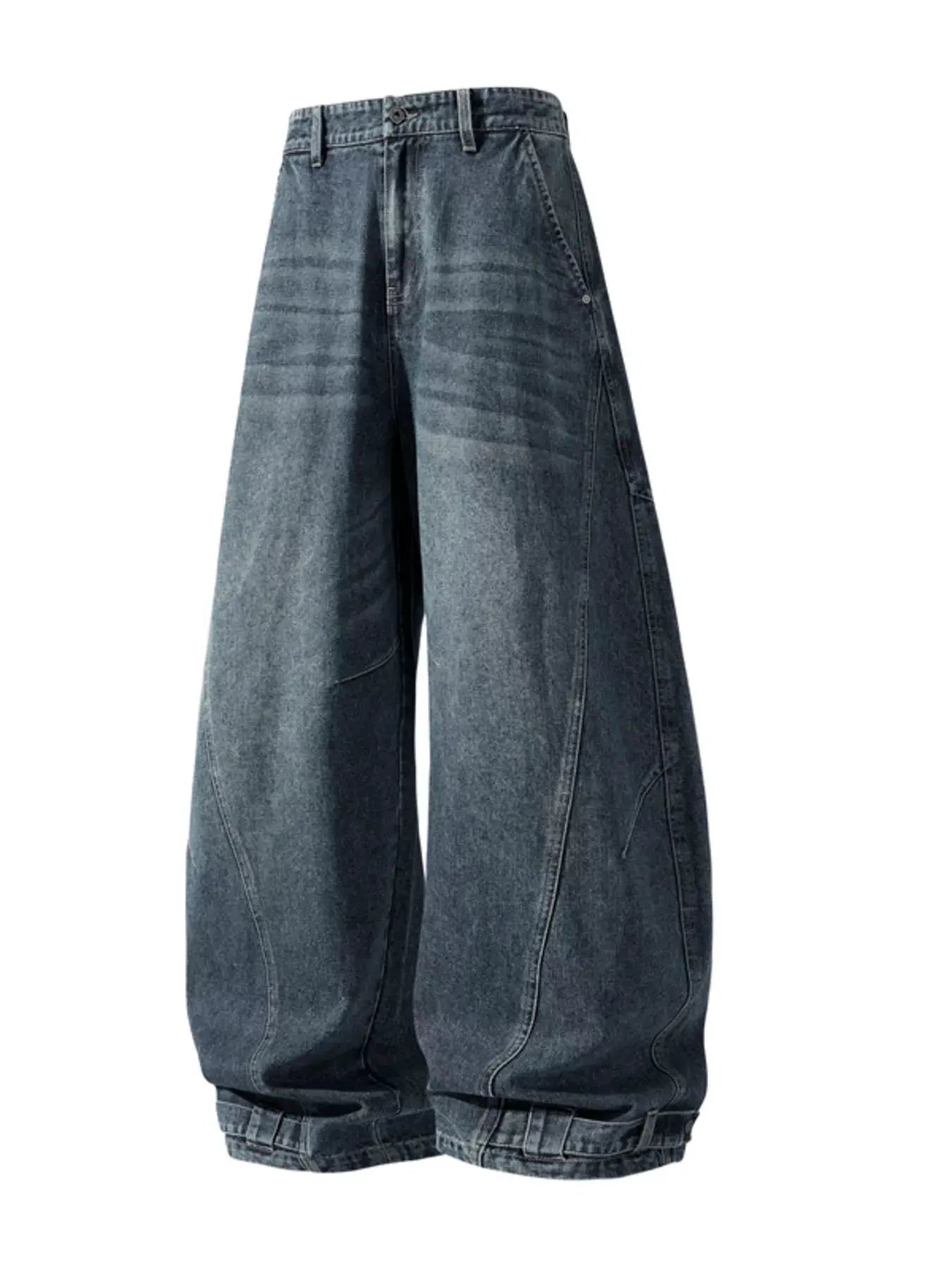 Men's Plus Size Wide Leg Vintage Wash Jeans by Partner Label