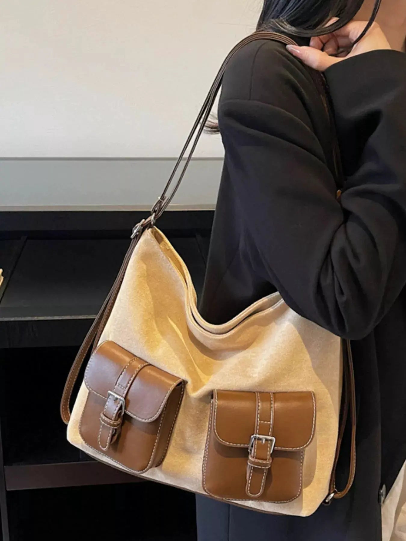 Buckle Pocket Shoulder Handbag by Partner Label