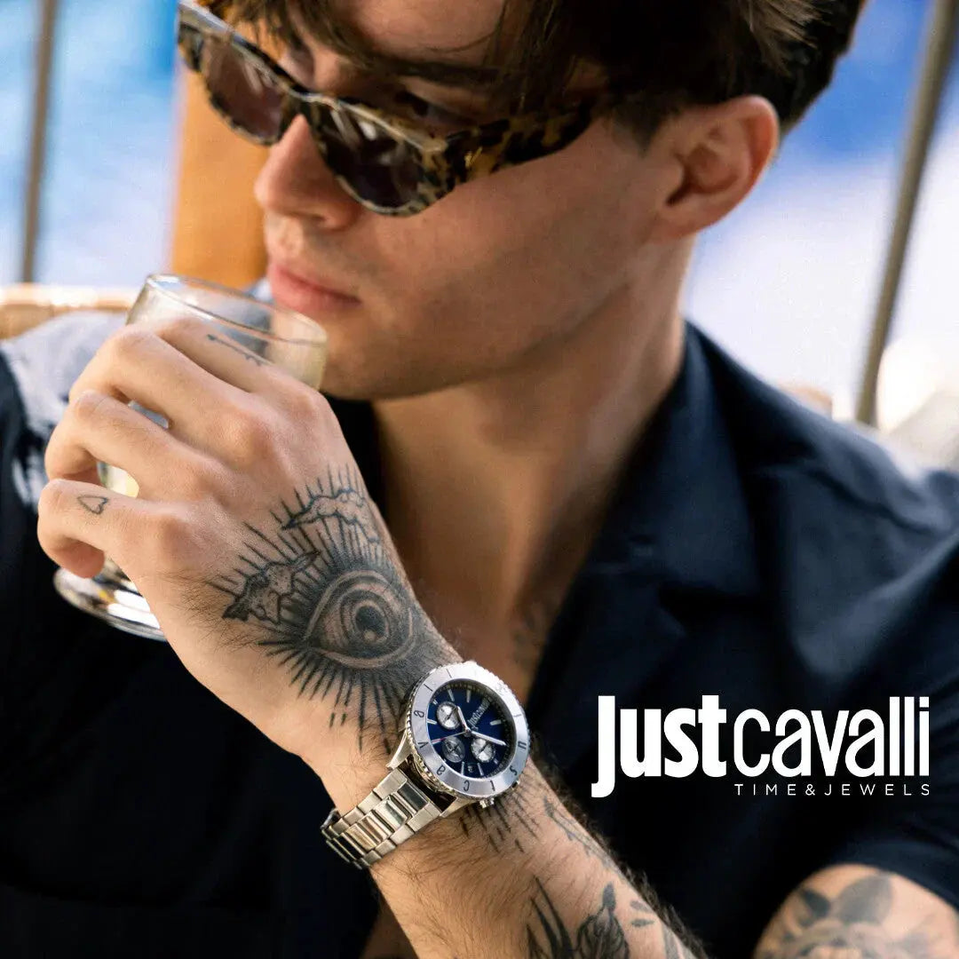 Just Cavalli Men's Silver Watch, Blue Dial | Jc1g155m0055 by JUST CAVALLI