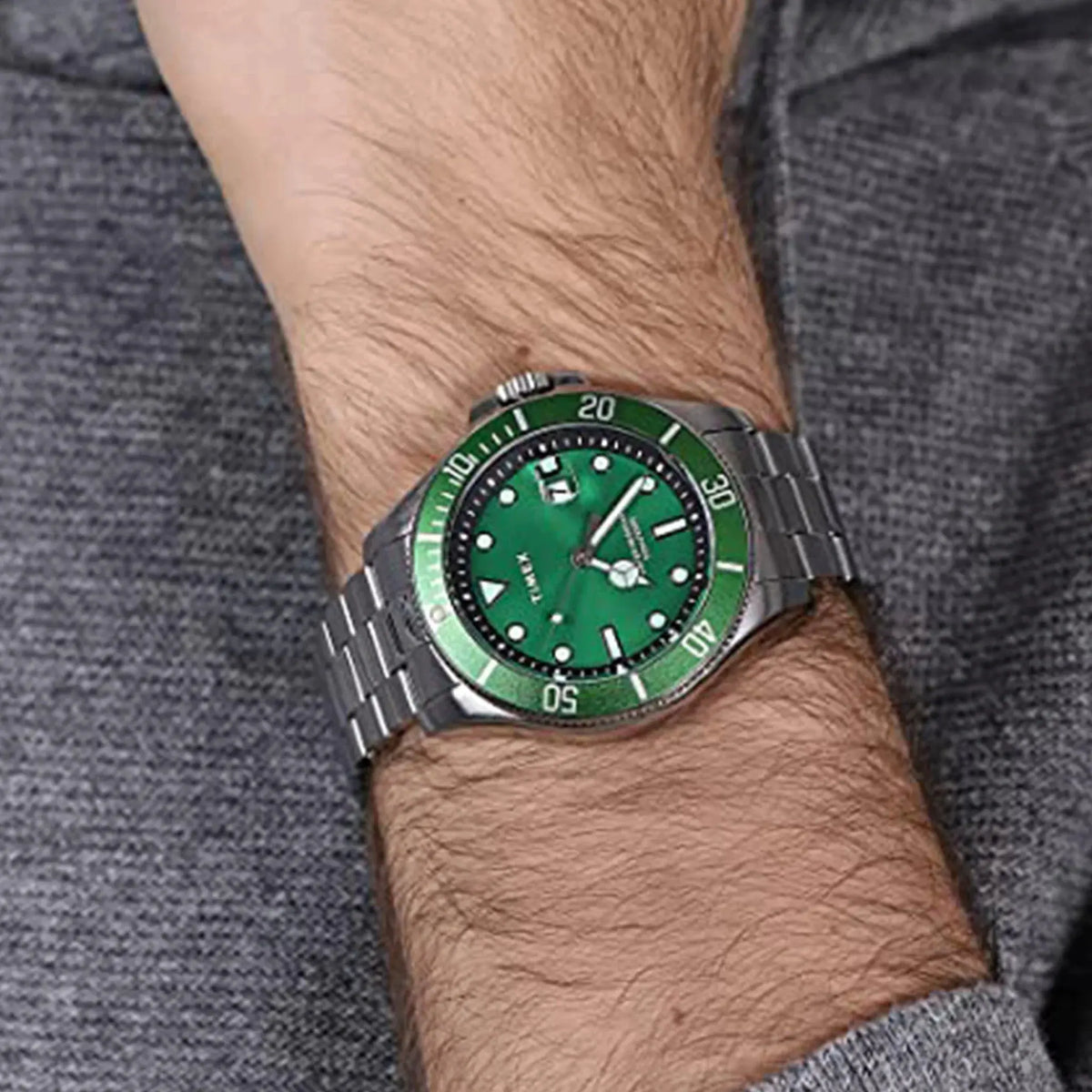 Timex Men's Silver Stainless Steel, Green Dial | Tw2u72000 by TIMEX
