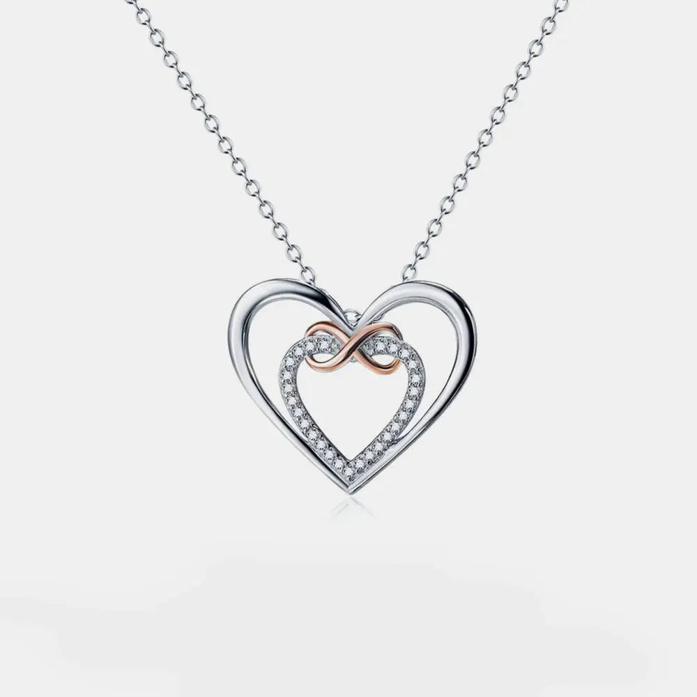 Heart Shape Inlaid Zircon 925 Sterling Silver Necklace by Partner Label