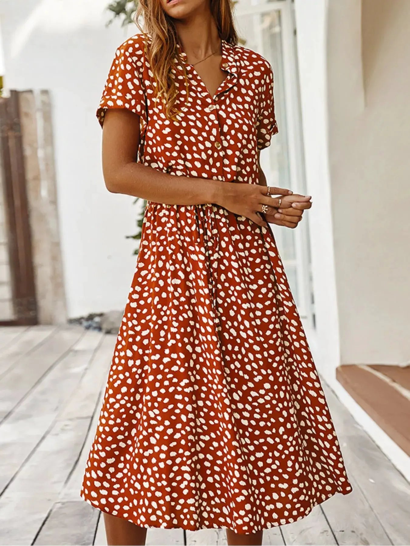 Animal Print Short Sleeve Dress by Partner Label