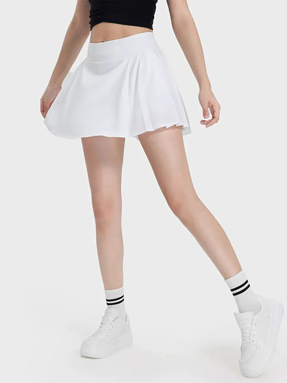Millennia Pleated Detail Mid-Rise Waist Active Skirt by Millennia