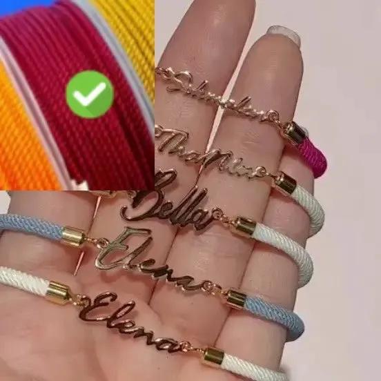 Personalized Colorful Rope Chain Custom Name Bracelet Personalized Adjustable Name Jewelry For Girls by Maiden-Art