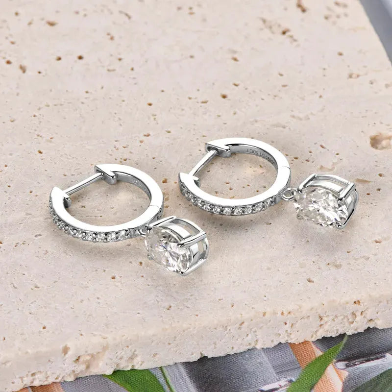 3 Carat Moissanite 925 Sterling Silver Earrings by Partner Label