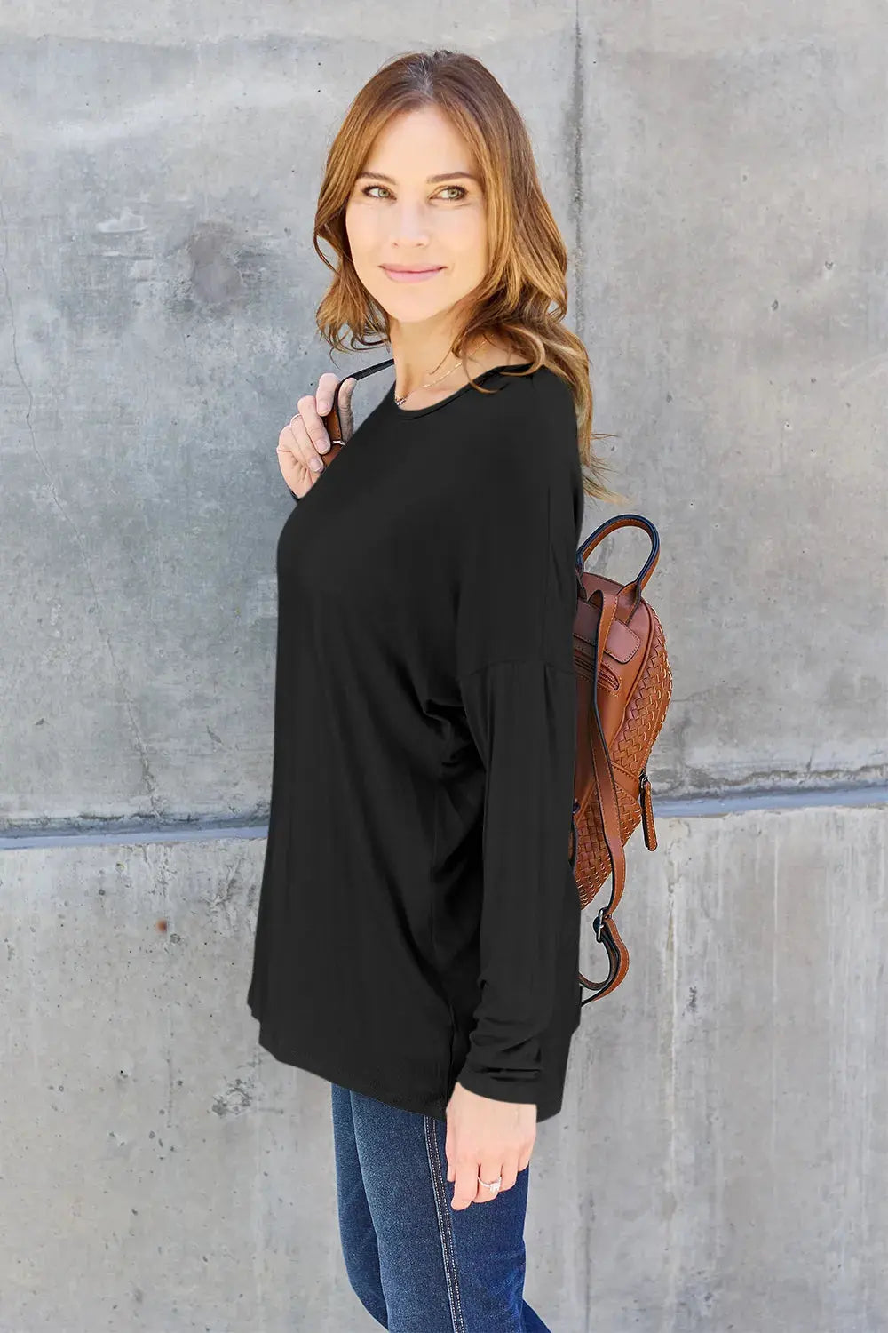 Basic Bae Full Size Round Neck Dropped Shoulder T-Shirt by Basic Bae