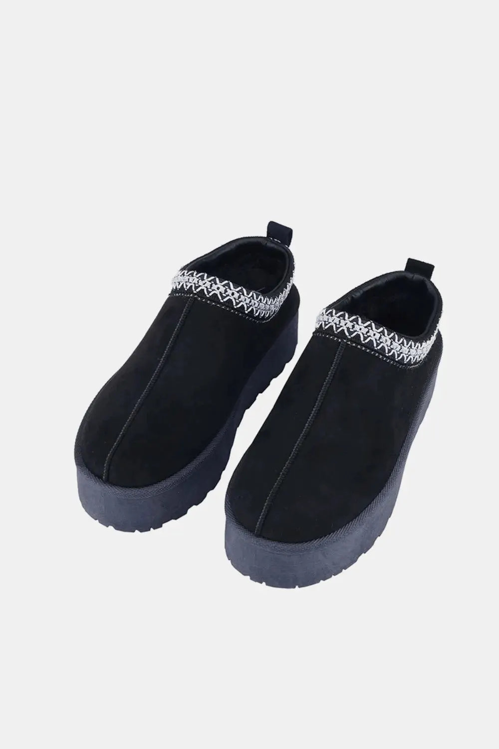 Weeboo Platform Embroidered Trim Slip-On Boots by Weeboo
