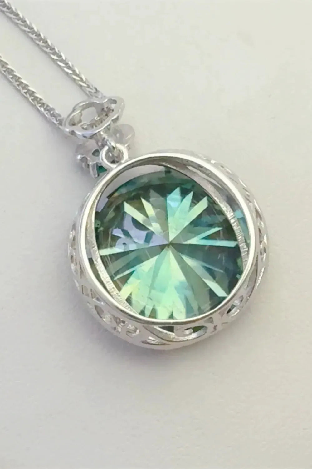 20 Carat Moissanite 925 Sterling Silver Pendant Necklace by Partner Labels