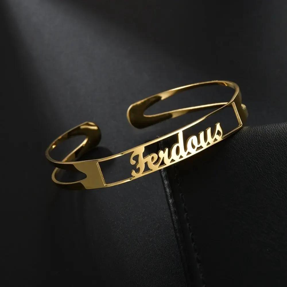 Customized Name Bracelet Personalized Custom Bangles Stainless Steel Jewelry by Maiden-Art