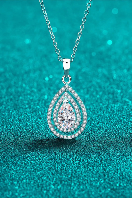 1 Carat Moissanite Teardrop Pendant Necklace by Partner Labels