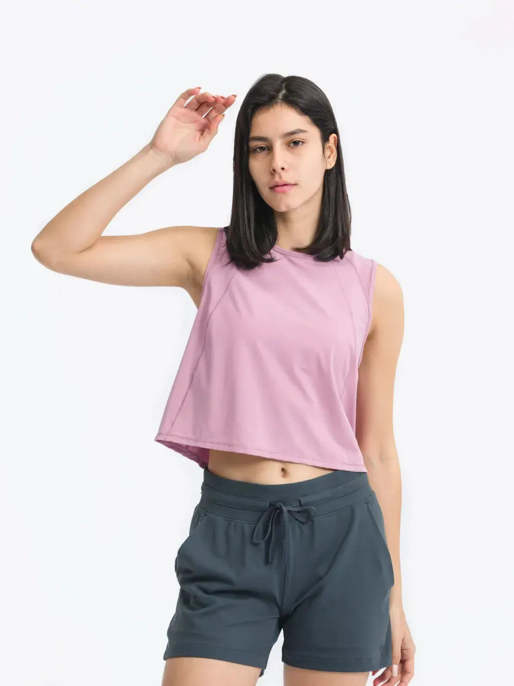 Millennia Round Neck Cropped Active Tank by Millennia