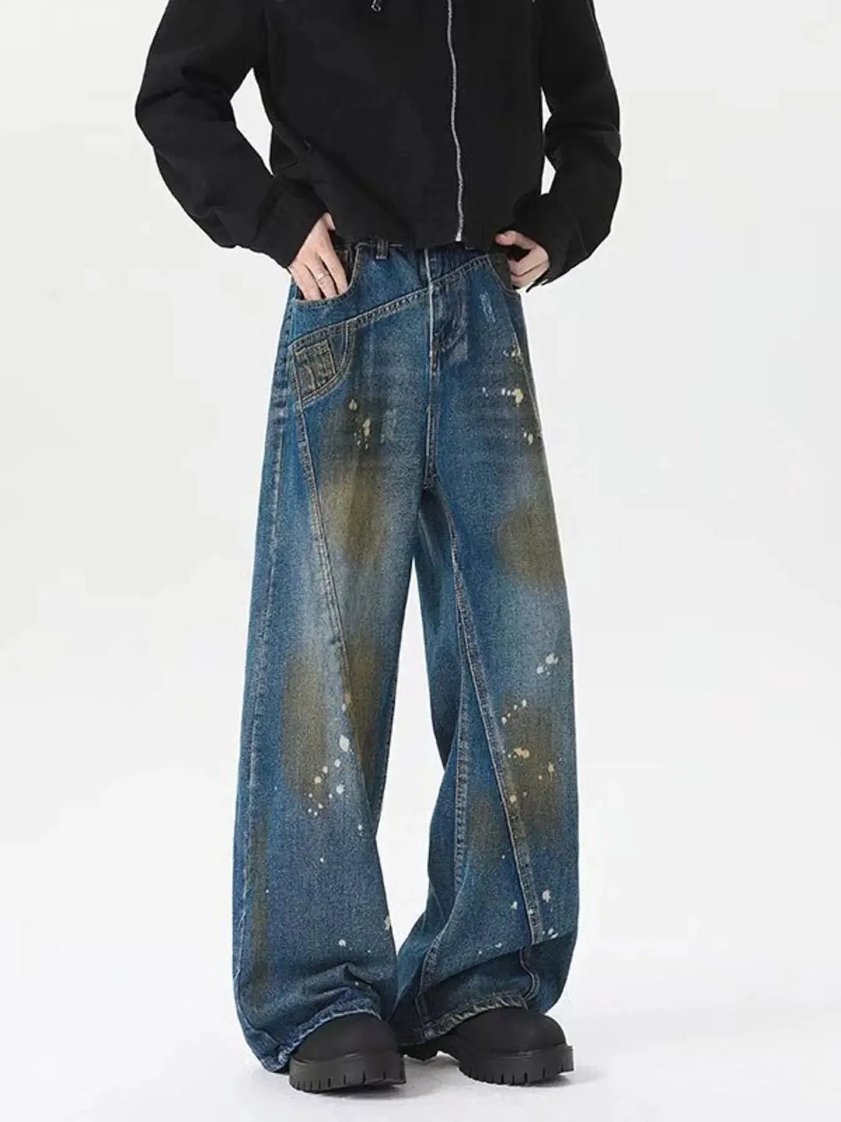 Men's Plus Size Wide Leg Jeans by Partner Label