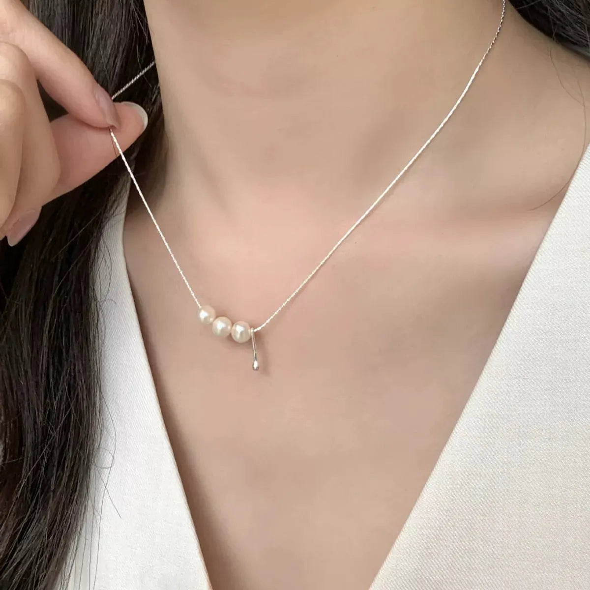 Freshwater Pearl 925 Sterling Silver Necklace by Partner Labels