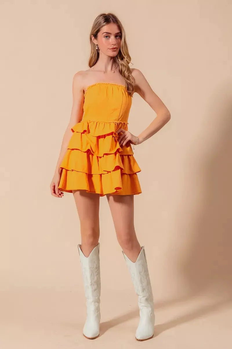 SO ME Strapless Ruffle Layered Game Day Cheer Up Dress by SO ME