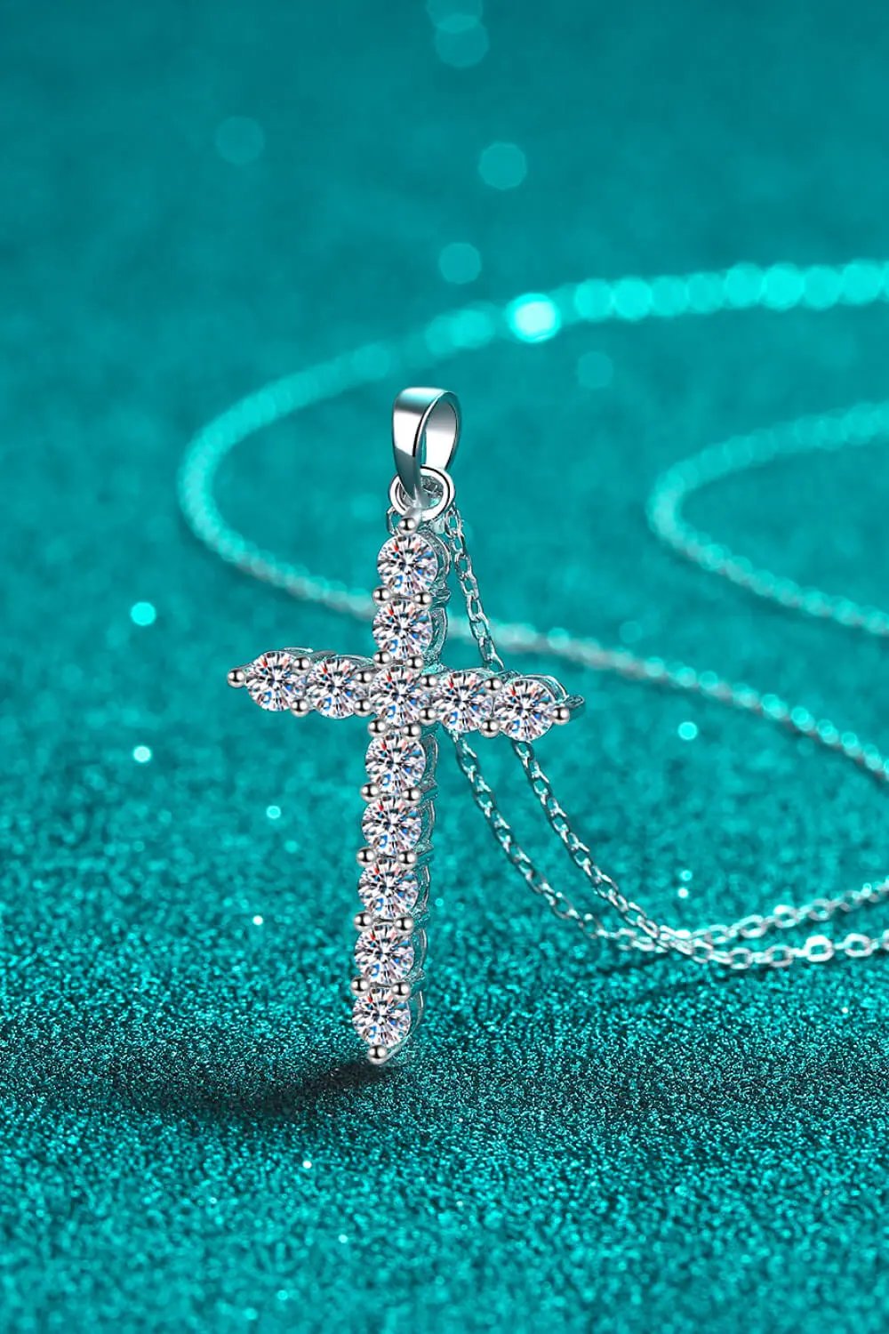 Moissanite Cross Pendant Chain Necklace by Partner Labels