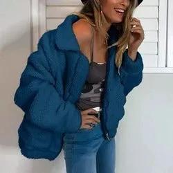 Faux lambswool oversized jacket coat Winter black warm hairly jacket Women autumn outerwear by Maiden-Art
