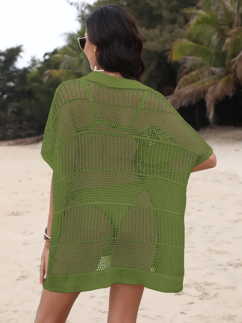 Hollow Out Collared Neck Cover-Up by Partner Labels
