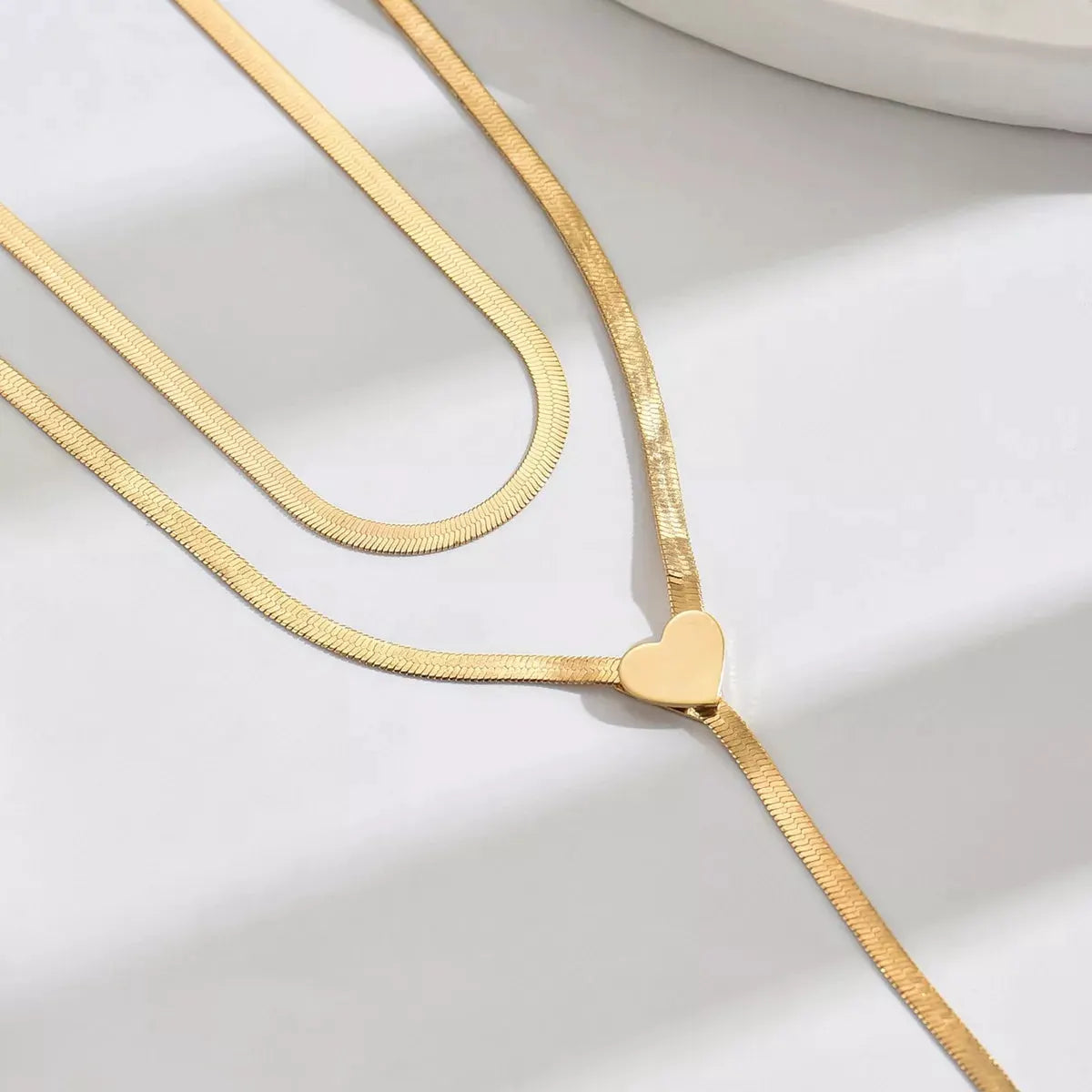 2 Piece 18K Gold-Plated Heart Necklace by Partner Label