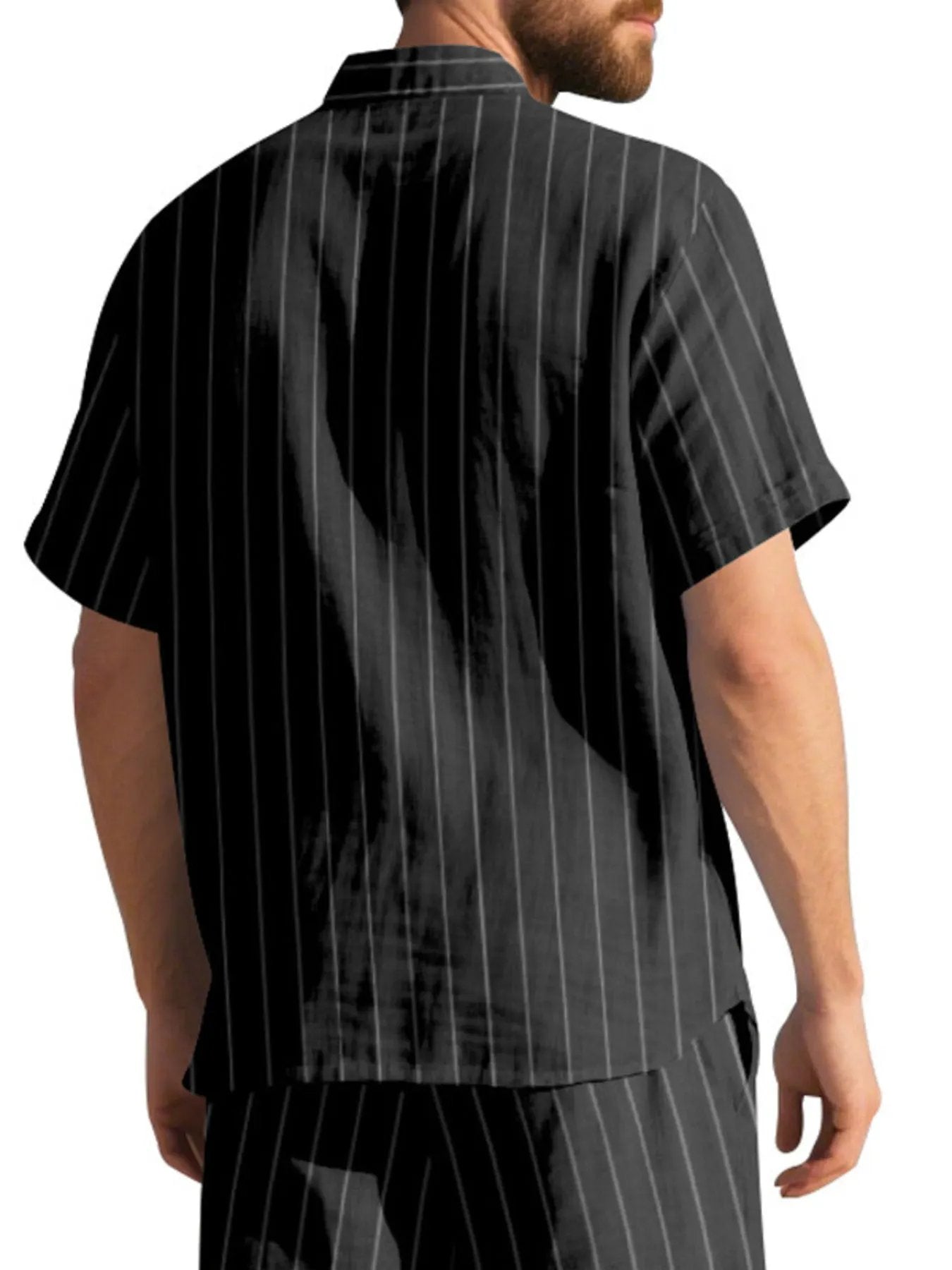 Men's Full Size Casual Striped Short Sleeve Shirt Plus Size by Trendsi