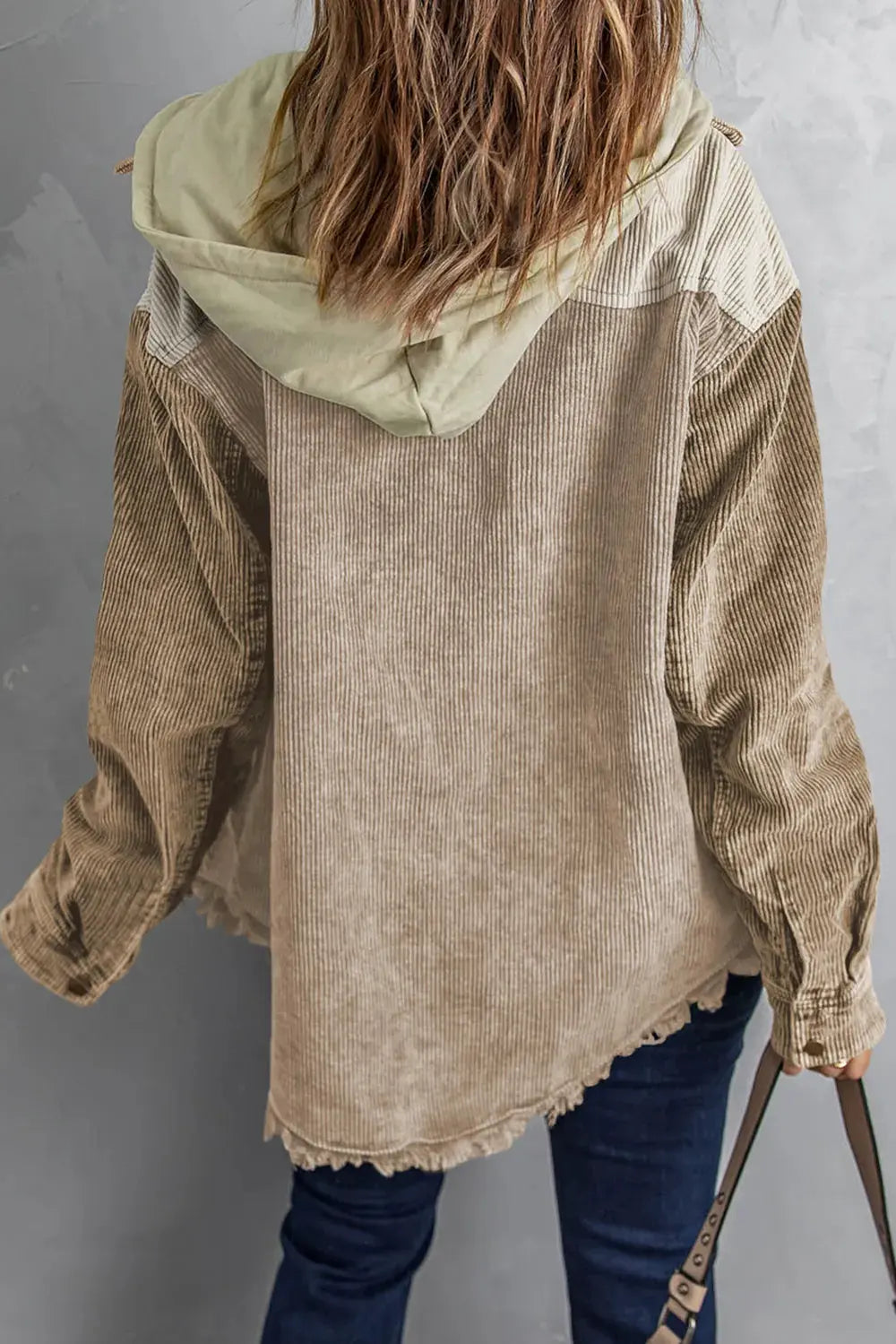 Snap Front Hooded Corduroy Shacket by Partner Label