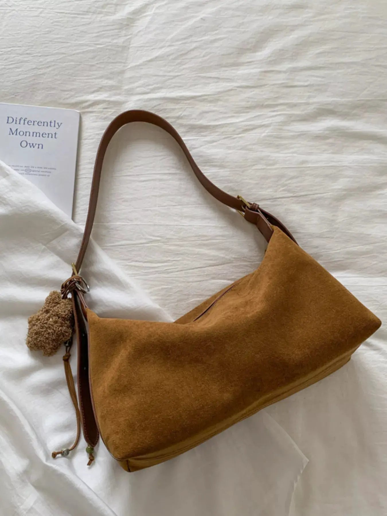 Solid Color Suede Hobo Crossbody Bag by Partner Label